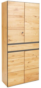 Linea Natura Schuhschrank Anthrazit Eiche Holz Wildeiche furniert massiv 7 Fächer 1 Schubladen 89x200x38 cm