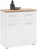 Mid.you Schuhschrank Weiß Eiche 2 Fächer 1 Schubladen 78x85x38 cm