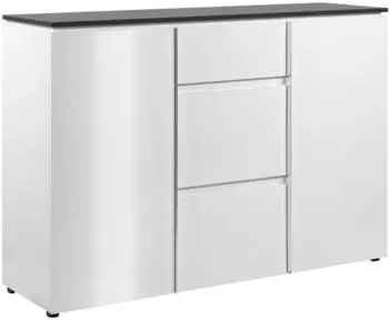 Livetastic Kommode Weiß 2 Fächer 3 Schubladen 133x92x40 cm