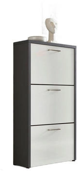 BMG Schuhkipper Siena 61x115x25 cm Hochglanz wei&szlig;/grau