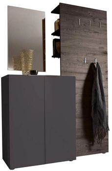 CarryHome Garderobe Anthrazit Wenge 3-teilig 135x190x39 cm