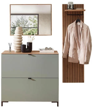 Voleo Garderobe Salbeigrün Eiche Artisan 3-teilig 155x188x37 cm (2737045520)