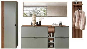 Voleo Garderobe Salbeigrün Eiche Artisan 6-teilig 2 Fächer 306x179x37 cm (2737045516)