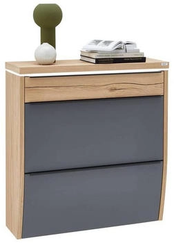 Dieter Knoll Hängeschuhschrank Grau Eiche furniert massiv 1 Fächer 1 Schubladen 92x96x31 cm