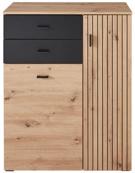 Voleo Schuhschrank Schwarz Eiche Artisan 8 Fächer 2 Schubladen 84x106,2x37,4 cm