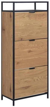 Livetastic Schuhschrank Schwarz Wildeiche Papier 3 Schubladen 56x129x30 cm