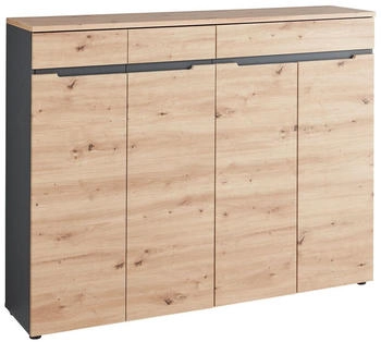 Voleo Schuhschrank Eiche Artisan 9 Fächer 1 Schubladen 160x124x38 cm