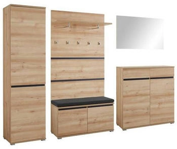 CarryHome Garderobe Buche Anthrazit Textil 6-teilig 276x200x40 cm