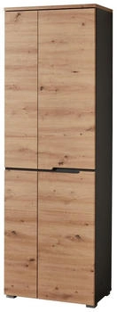 Voleo Garderobenschrank Graphit Eiche Artisan 5 Fächer 65x198x38 cm