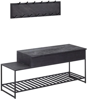 Mid.you Garderobe Schwarz 2-teilig Mangomassiv 110x70.5x37 cm