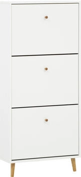 Schildmeyer Schuhschrank Bjarne mit 3 Klappen matt weiß braun 60x131x19 cm