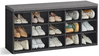Vasagle Schuhbank / Schuhregal mit 15 Fächern 105x30x48 cm schwarz-Schiefergrau