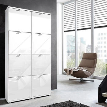 Lomado Schuhschrank DETROIT-01 für 32 Paar Schuhe Hochglanz weiß 106x174x30cm