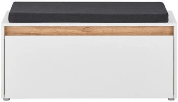 Lomado Schuhbank CRISP-61 weiß mit Wotan Eiche Nb 1 Klappe, 1 Sitzkissen 100 cm breit