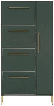 Lomado Schuhschrank KELLA-80 Schuhkipper grün, Metallfüße goldfarben 88,4x174,2x30 cm