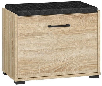 Lomado Schuhbank CHEB-131 Eiche hell Sitzpolster schwarz 59,8x47,9x33,6 cm