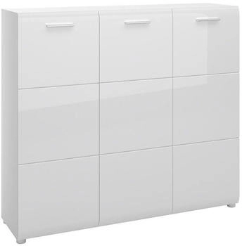Lomado Schuhschrank MALABO-129 135 cm breit 3-türig weiß Hochglanz
