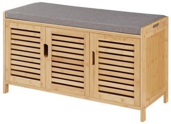 en.casa Schuhbank Selk Schuhschrank mit Sitzfläche 50x90x35cm Bambus