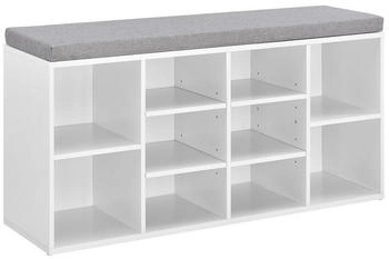 en.casa Schuhregal Ymir mit Sitzbank und Sitzkissen 103x30x48cm Weiß
