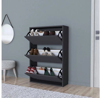 en.casa Schuhschrank Aurskog mit Kipptüren 110x735x24cm Anthrazit