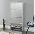 en.casa Schuhschrank Vogar mit 4 verspiegelten Türen 134x63x17 cm Weiß Weiß