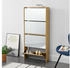 en.casa Schuhschrank Vogar mit 4 verspiegelten Türen 134x63x17 cm Eichenoptik