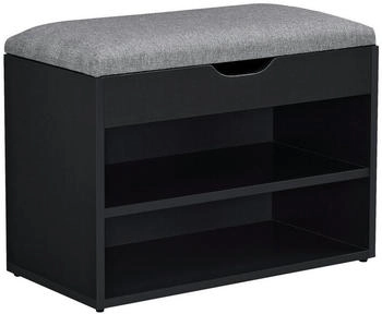 en.casa Gentofte Schuhschrank mit Sitzbank 3 Ablagef&auml;cher Schwarz / Grau