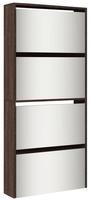 vidaXL Schuhschrank mit Spiegel 4 F&auml;cher Braun Eiche-Optik 63x17x134cm