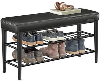 Vasagle Schuhbank Schuhregal EKHO Series Kunstleder Tintenschwarz 100x50x30 cm