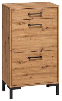 Lomado Schuhschrank NASSAU-131 mit 2 Klappen 1 Schublade Eiche Nb 55/94/34 cm