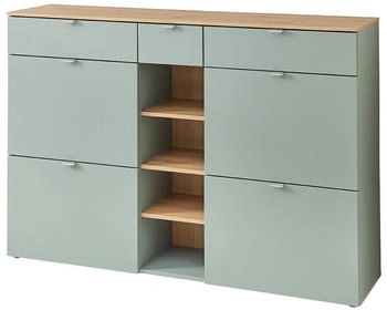 Lomado Schuhschrank BLISS-36 grün matt Eiche 4 Klappen 148x102,1x37,4 cm