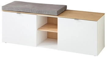 Lomado Schuhbank BLISS-36 Bank inkl. Sitzpolster weiß matt Eiche 128x49,3x37,4 cm