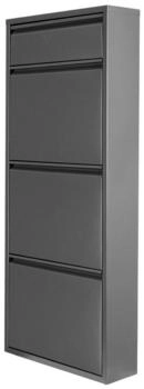 en.casa Schuhschrank Sokndal Schuhkipper mit 3+1 Kippfächern 118x50x15 cm Grau