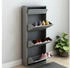 en.casa Schuhschrank Sokndal Schuhkipper mit 3+1 Kippfächern 118x50x15 cm Grau