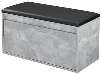 en.casa Schuhbank Degerfors mit Schublade 80x39x45 cm Betonoptik/Schwarz