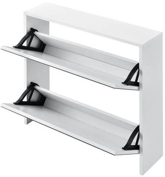 en.casa Schuhschrank Vogar mit 2 verspiegelten Türen 67x63x17 cm Weiß