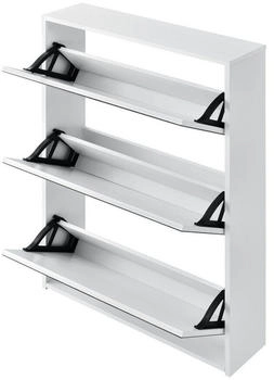 en.casa Schuhschrank Vogar mit 3 verspiegelten Türen 103x63x17 cm Weiß Weiß