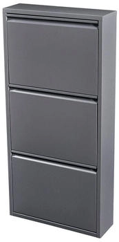 en.casa Schuhschrank Sokndal Schuhkipper mit 3 Kippfächern 104x50x15 cm Grau