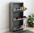en.casa Schuhschrank Sokndal Schuhkipper mit 3 Kippfächern 104x50x15 cm Grau