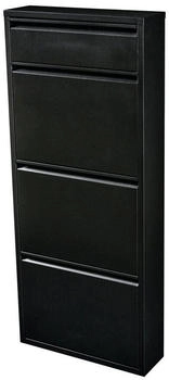 en.casa Sokndal Schuhkipper mit 3+1 Kippfächern 118x50x15 cm Schwarz