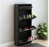 en.casa Sokndal Schuhkipper mit 3+1 Kippfächern 118x50x15 cm Schwarz