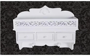 vidaXL Wandgarderobe 60630 Holz 37,5x48,5cm mit 2 Haken und 3 Schubladen weiß