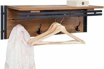 Mendler Wandgarderobe HWC-A27, / Holz, 75x24cm Kleiderstange und 8 Haken braun