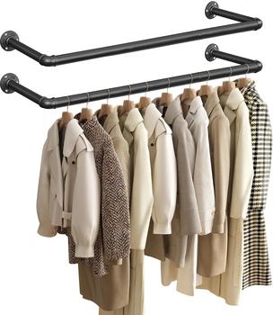 Songmics Wandgarderobe HSR67BK02, 92x7,5cm Kleiderstange, schwarz 2 Stück