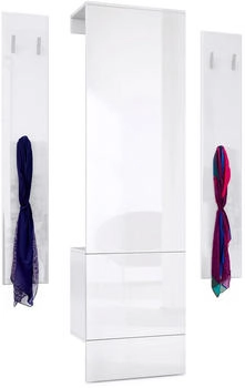 Vladon Garderoben-Set Weiß Hochglanz 123x193x35 cm