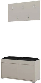 Mirjan24 Garderoben-Set Kaschmir Schwarz Hochglanz 2-Sitzer Rechteckig 84x45x35 cm