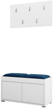 Mirjan24 Garderoben-Set Weiß Blau 2-Sitzer Rechteckig 84x45x35 cm