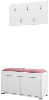 Mirjan24 Garderoben-Set Weiß Rosa 2-Sitzer Rechteckig 84x45x35 cm