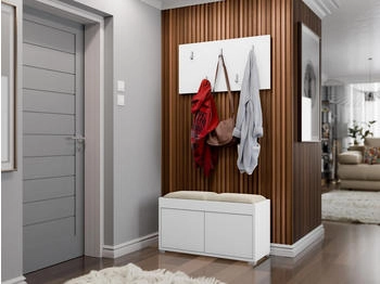 Mirjan24 Garderoben-Set Weiß Beige 2-Sitzer Rechteckig 84x45x35 cm
