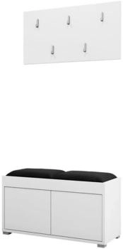 Mirjan24 Garderoben-Set Weiß Schwarz 2-Sitzer Rechteckig 84x45x35 cm